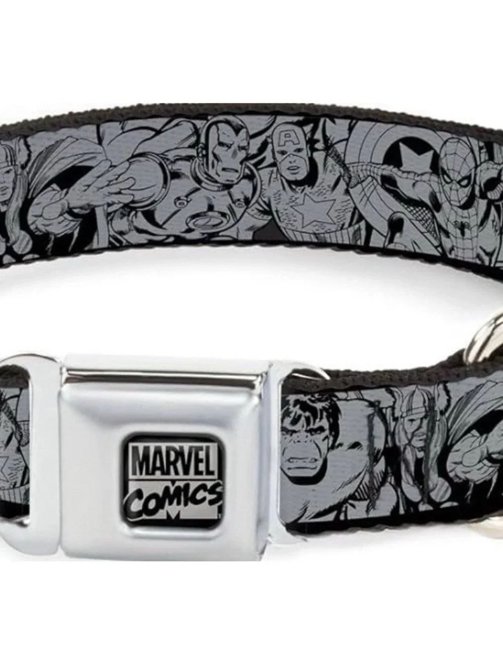 Buckle-Down Marvel Comics Black & Gray Superhero Dog Collar